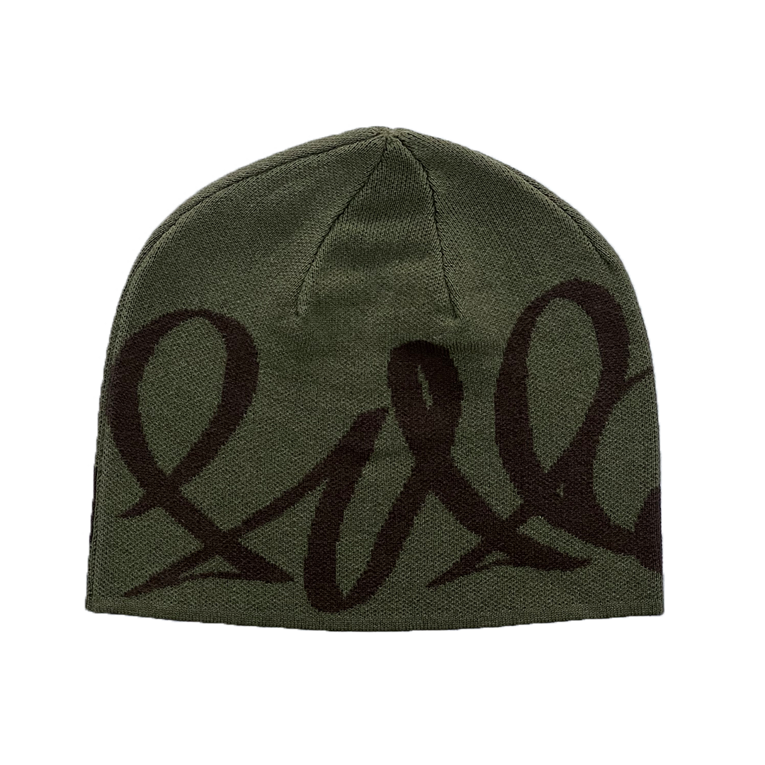 GREEN SCRIPT BEANIE